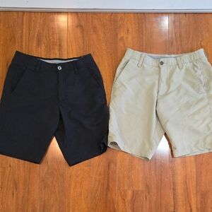 Men's Black and Tan Shorts